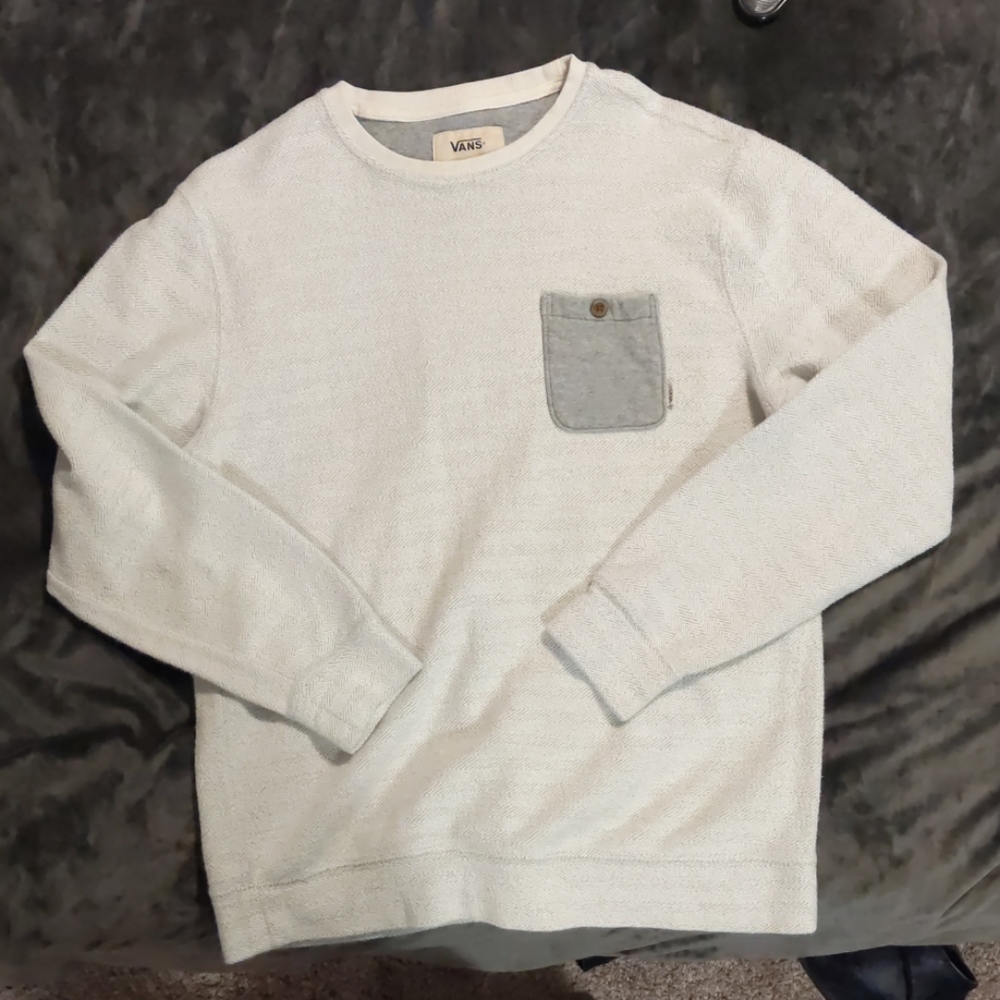 Vans White & Grey Sweater with Pocket